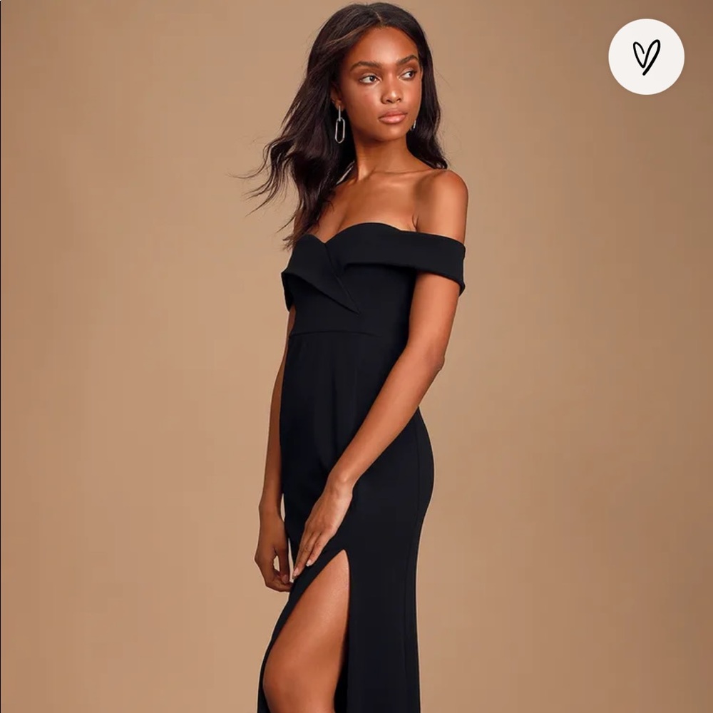 Lulus Song of Love Black Off the Shoulder Maxi Dress